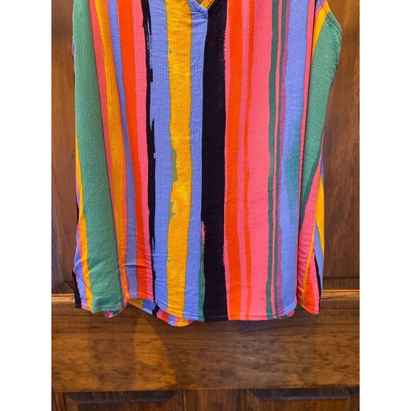 ANA Tank Top Blouse Size Large Rainbow Stripes Summer Blouse Flowy & Cool - Picture 6 of 11